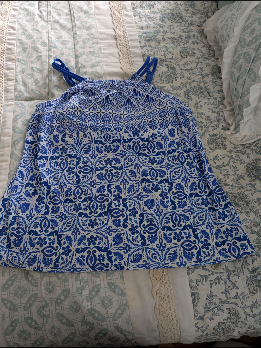 Maxine of Hollywood Blue and White Printed Swim Camisole